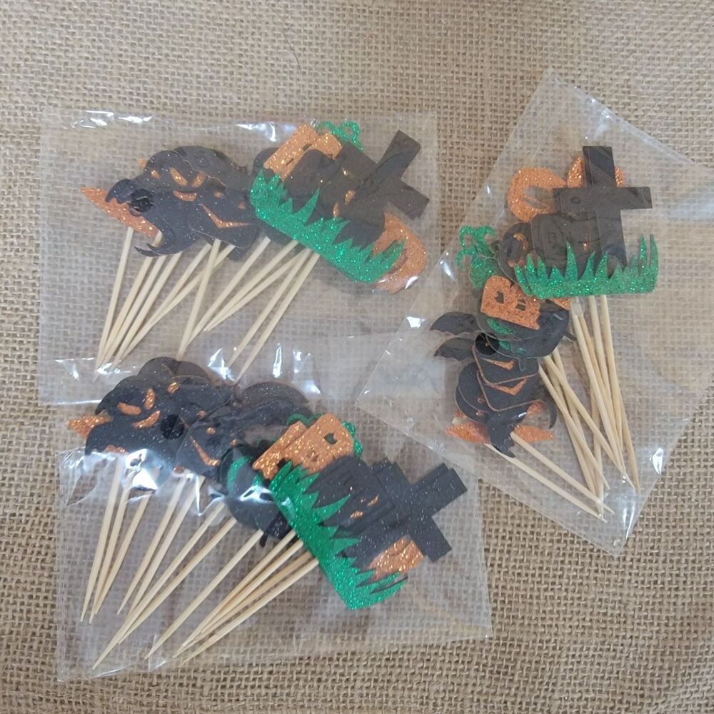 36 Pack Halloween Cupcake Picks Glitter Ghost Boo